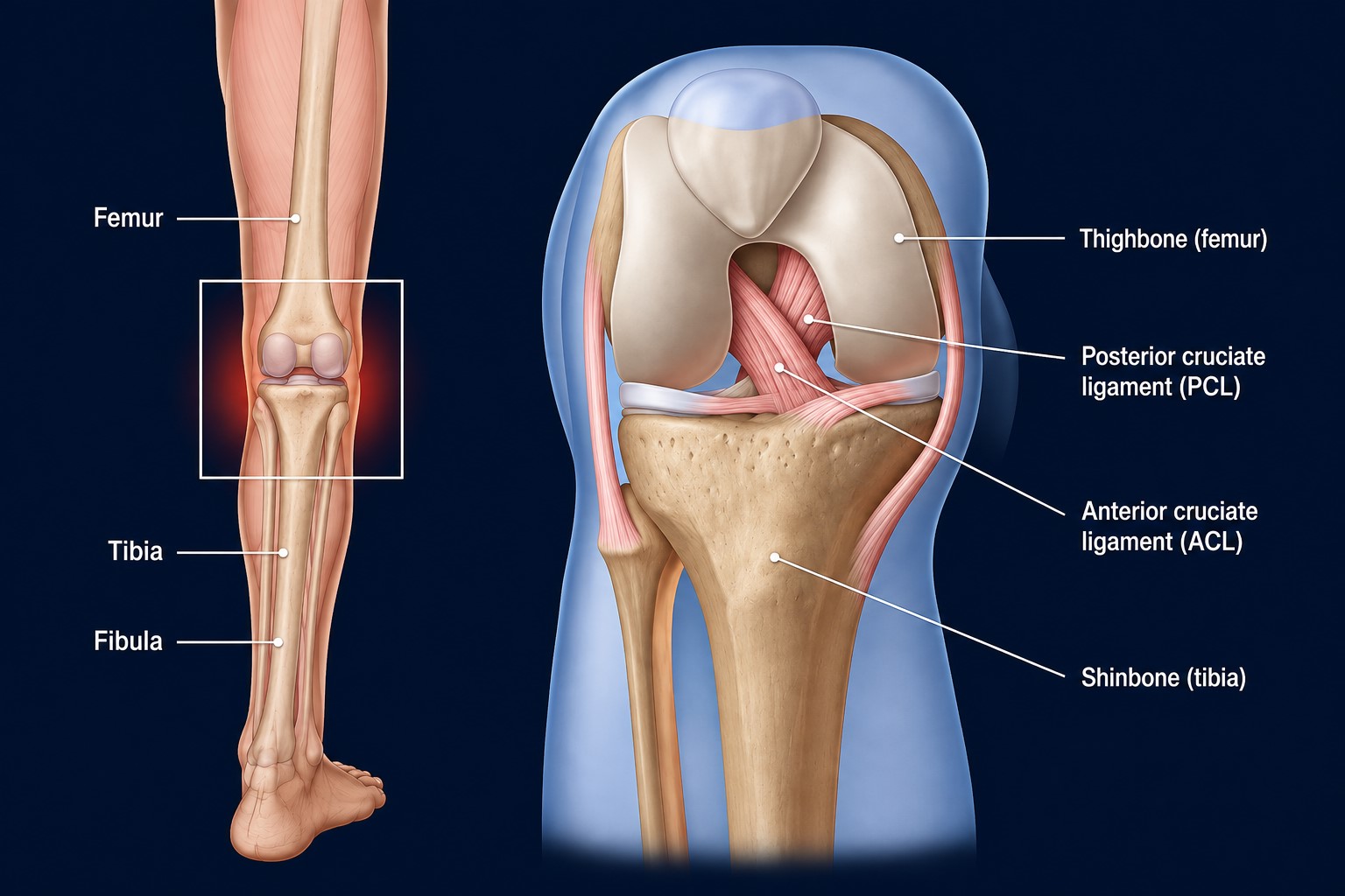 Posterior Cruciate Ligament PCL injury anatomy